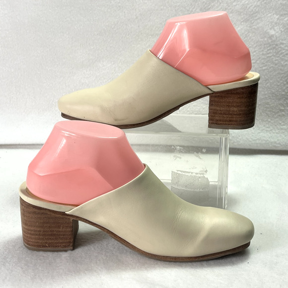 Nisolo Shoes Womens 8.5 Leather All-Day Heeled Mule in Bone - Picture 6 of 10